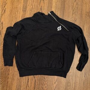 Peloton Black Zip Up Sweater w/Off Center Neck Zipper, M